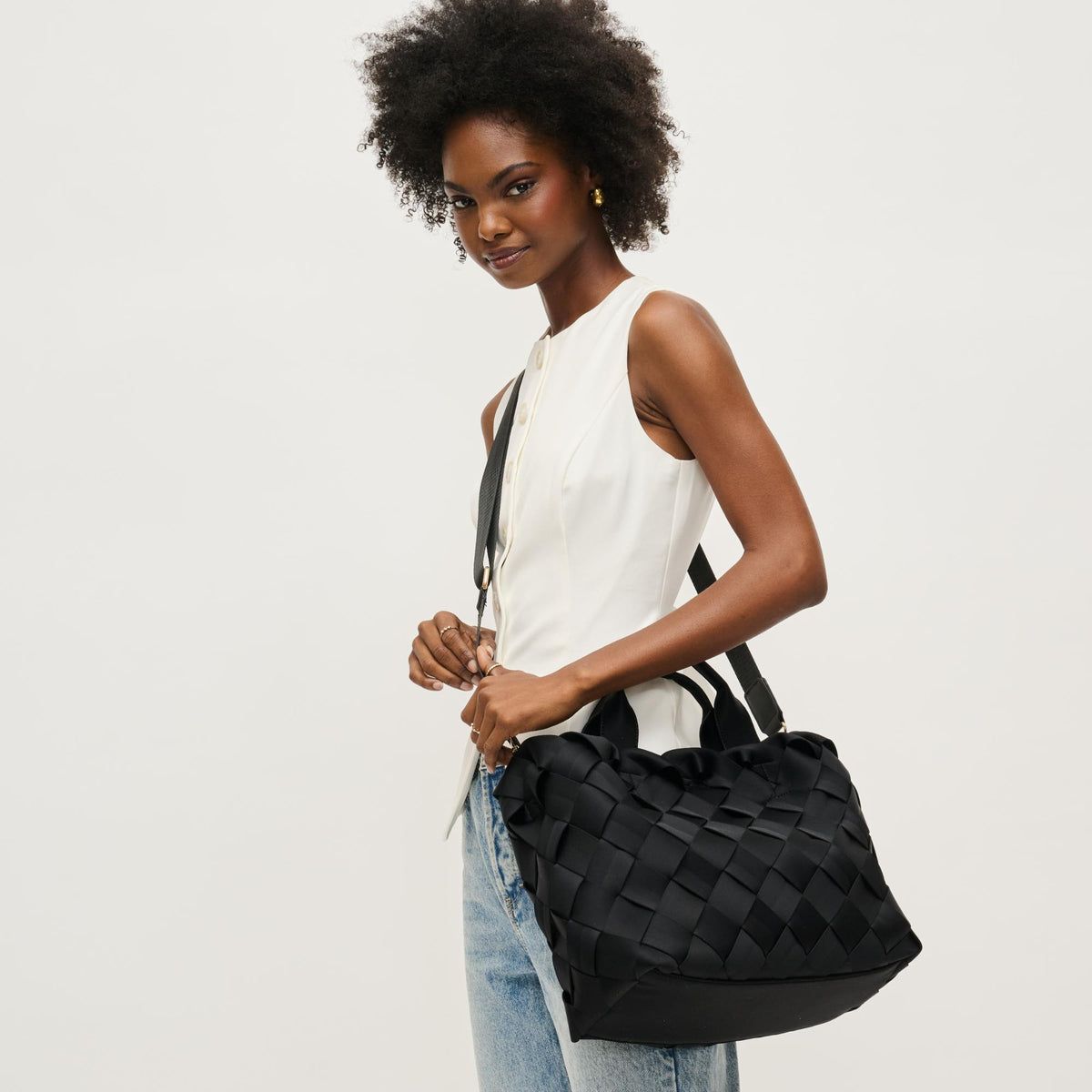 Woman wearing Black Urban Expressions Ruth Tote 840611146731 View 2 | Black