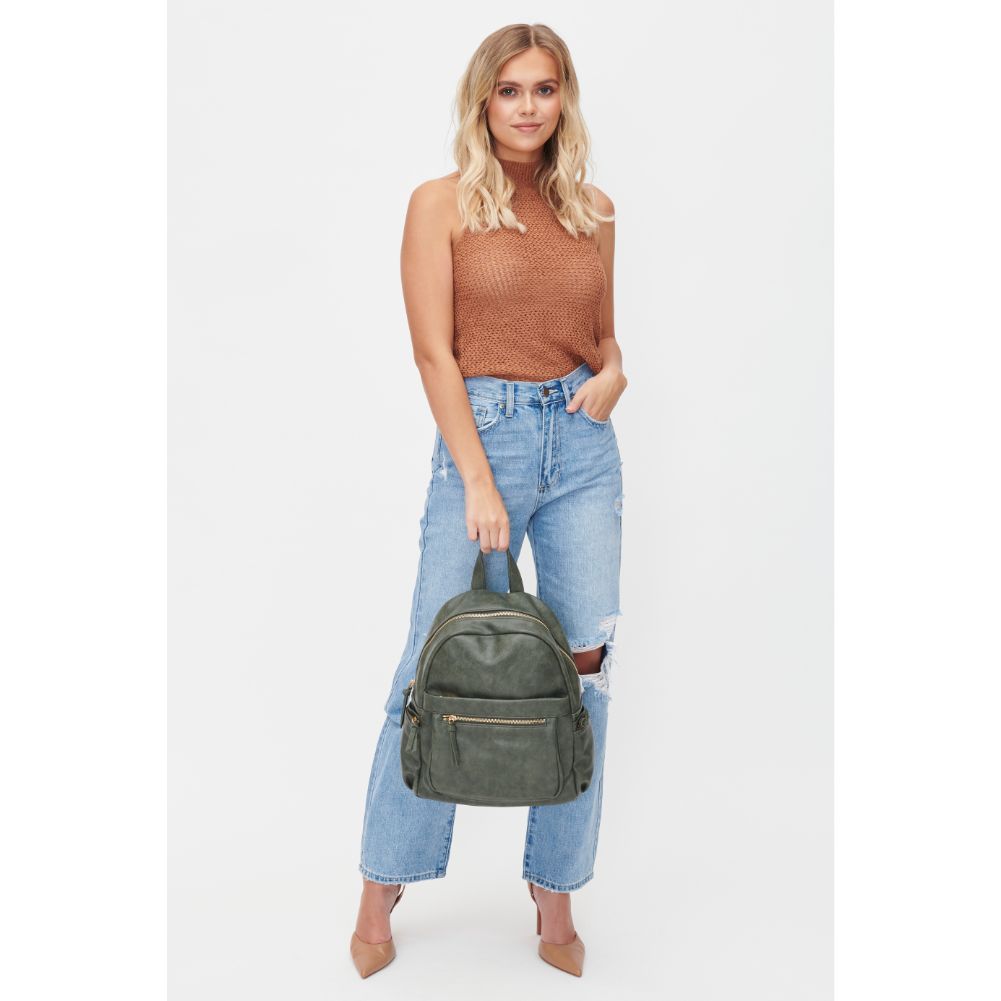 Woman wearing Hunter Green Urban Expressions Scarlett Backpack 818209010733 View 4 | Hunter Green