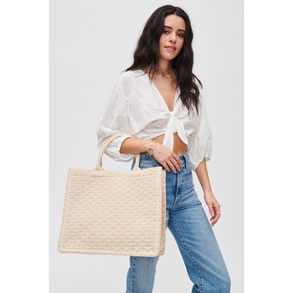 Woman wearing Ivory Urban Expressions Iona Tote 840611108845 View 2 | Ivory