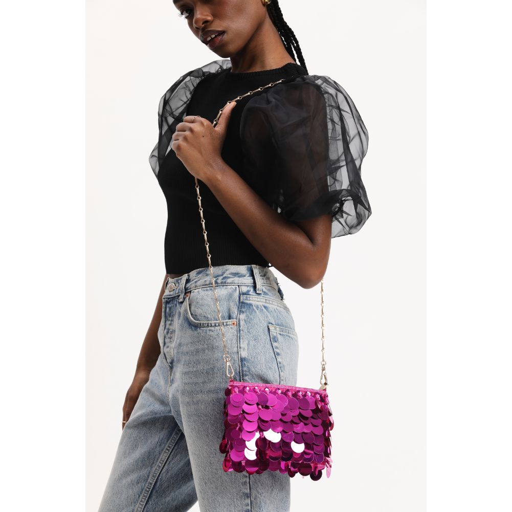 Woman wearing Magenta Urban Expressions Gemma Evening Bag 840611113924 View 2 | Magenta