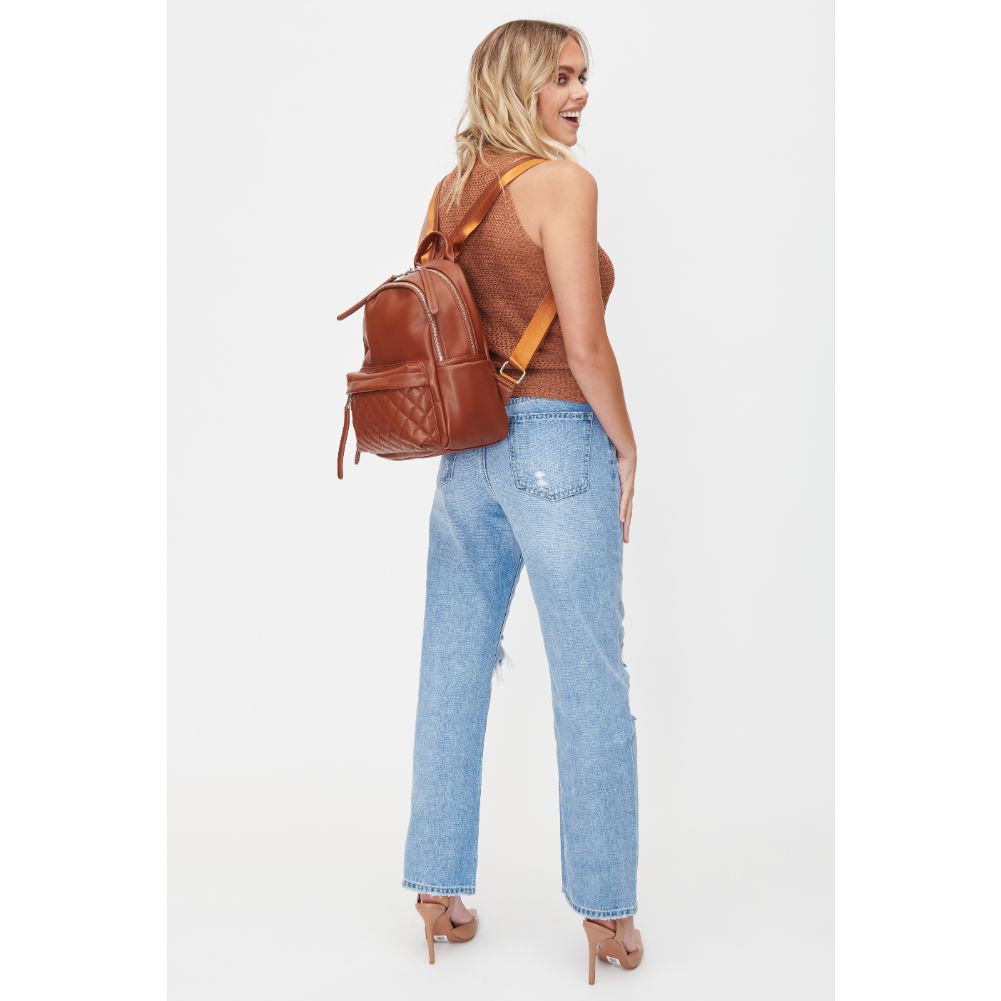 Woman wearing Tan Urban Expressions Briana Backpack 818209011907 View 2 | Tan