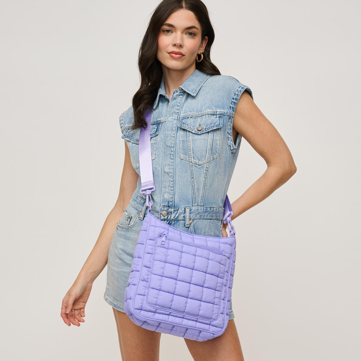 Woman wearing Periwinkle Urban Expressions Fia Crossbody 840611140029 View 2 | Periwinkle