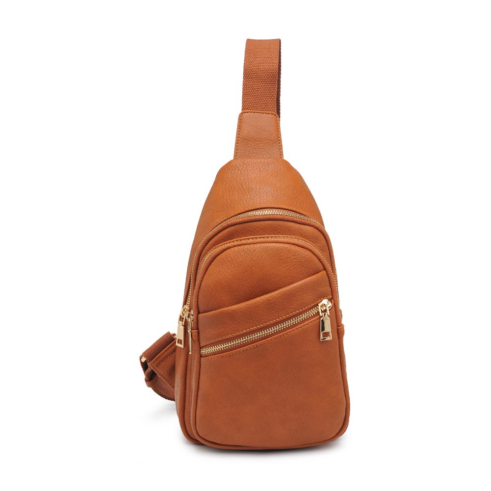 Product Image of Urban Expressions Zephyr Sling Backpack 840611106896 View 5 | Cognac