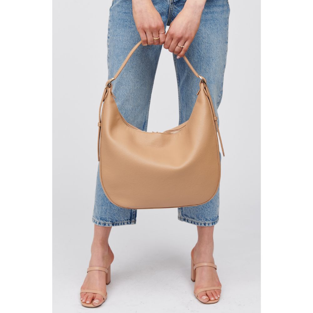 Woman wearing Camel Urban Expressions Stacy Hobo 818209016933 View 2 | Camel