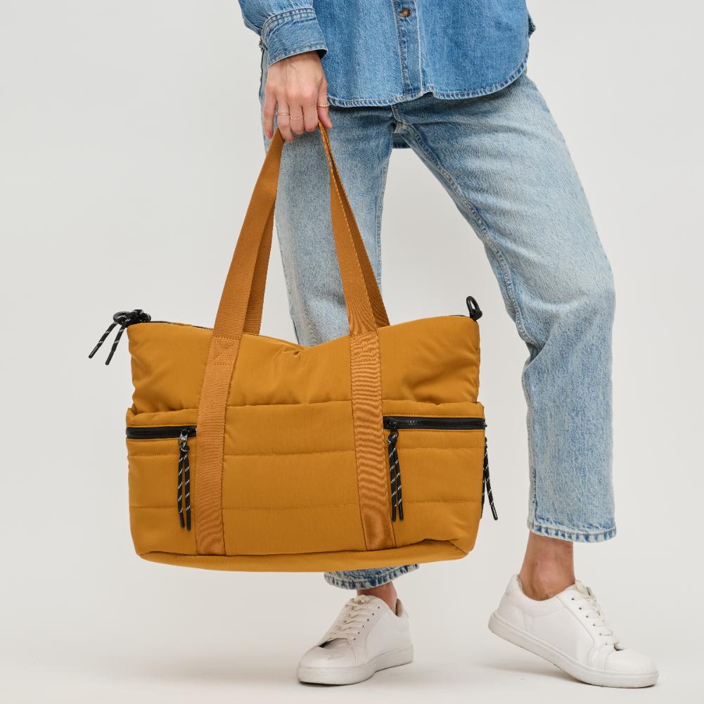 Woman wearing Mustard Urban Expressions Jessi Tote 840611141170 View 2 | Mustard