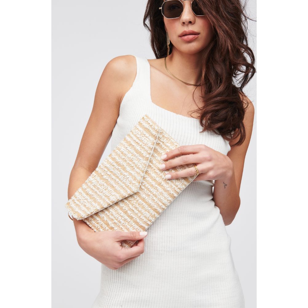 Woman wearing White Urban Expressions Mayotte Clutch 818209017565 View 1 | White