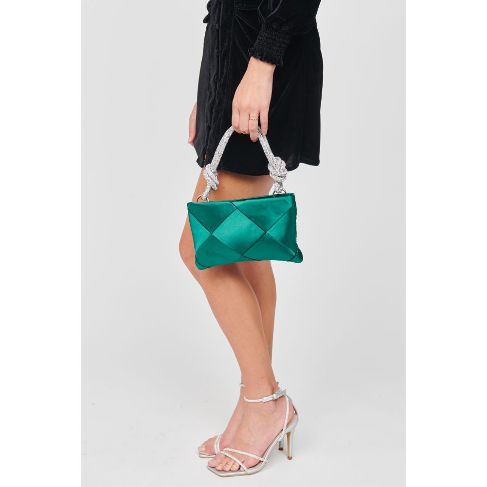 Woman wearing Emerald Urban Expressions Valkyrie Evening Bag 840611100696 View 3 | Emerald