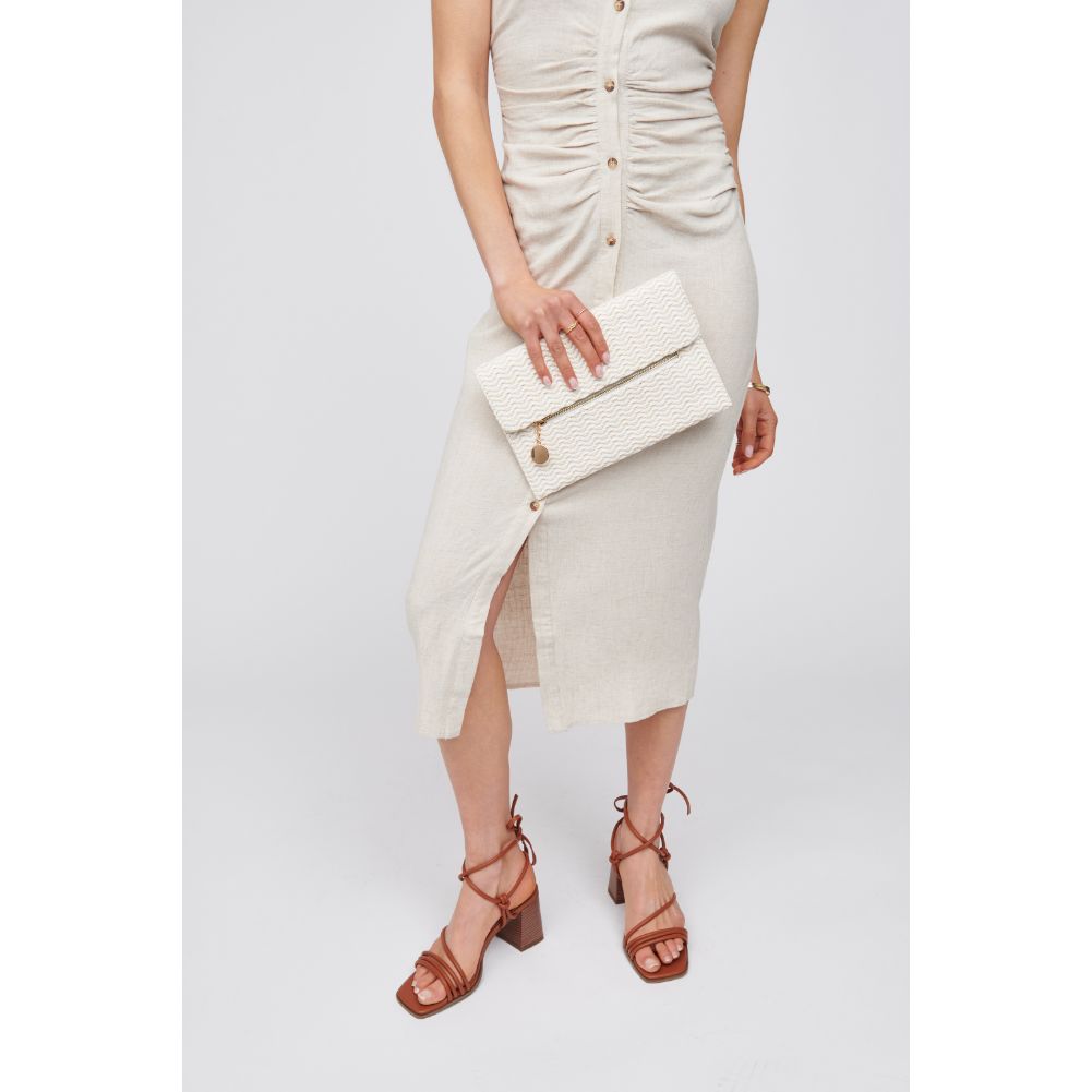 Woman wearing White Urban Expressions Gozo Clutch 818209017664 View 4 | White