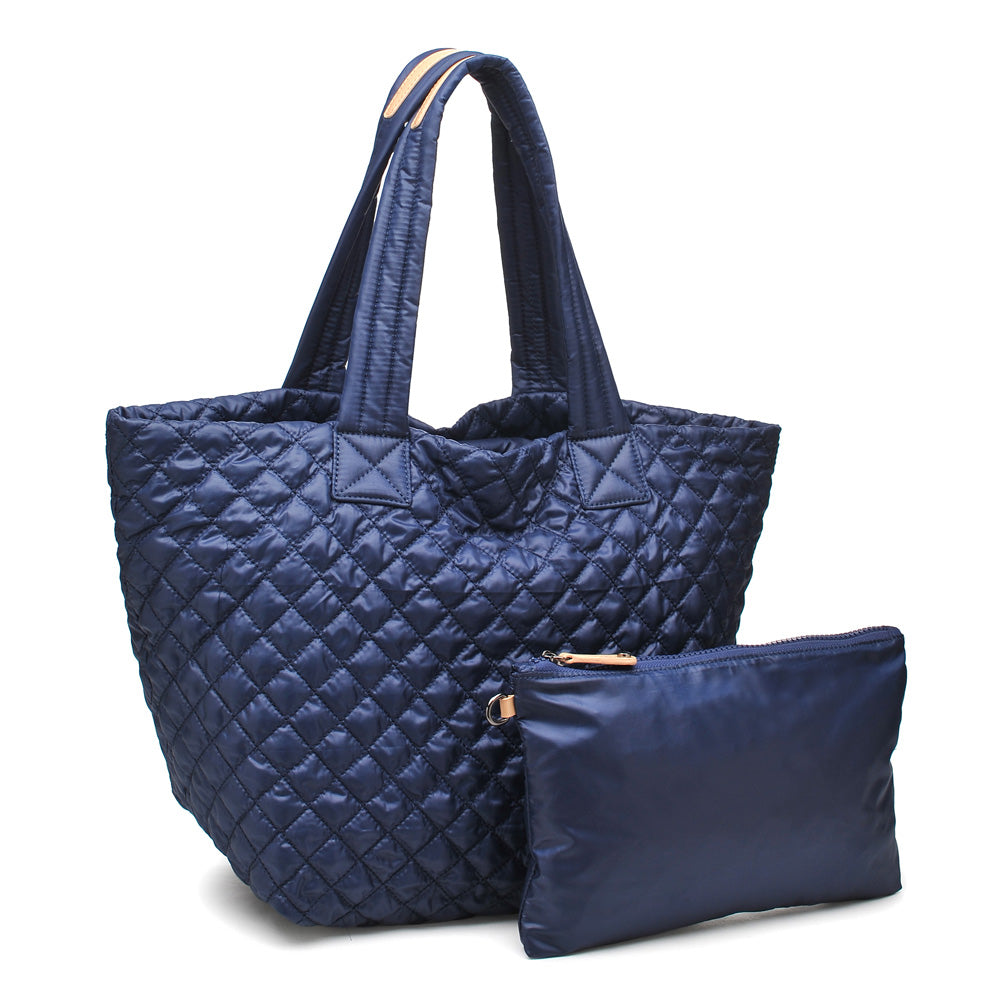 Woman wearing Navy Urban Expressions Breakaway Tote 840611148957 View 2 | Navy