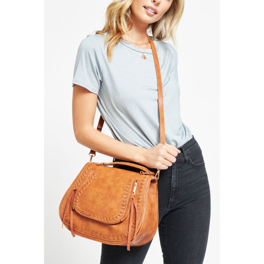 Woman wearing Tan Urban Expressions Khloe Crossbody 840611176639 View 1 | Tan