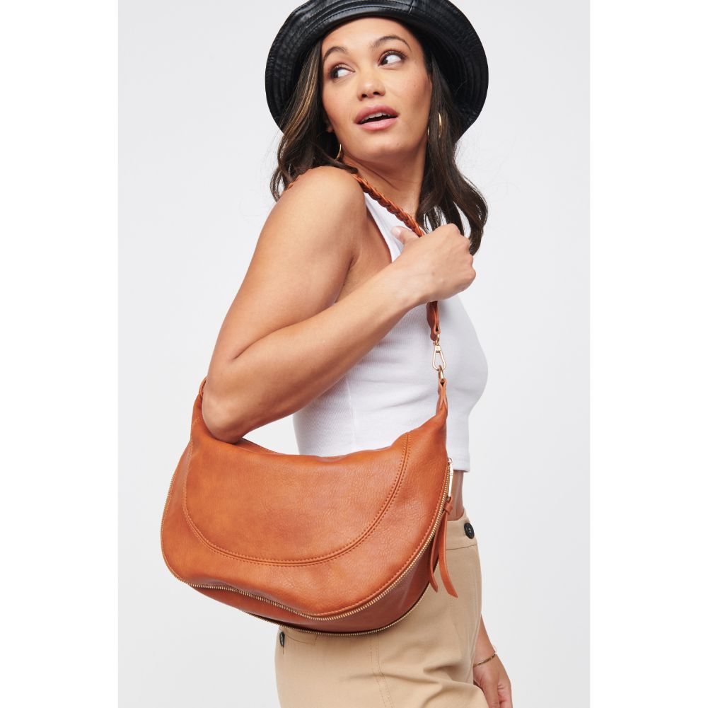 Woman wearing Tan Urban Expressions Virginia Crossbody 818209015226 View 4 | Tan