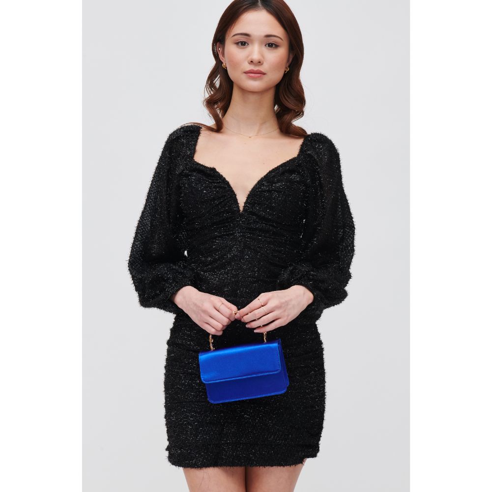 Woman wearing Electric Blue Urban Expressions Zuelia Evening Bag 840611109088 View 2 | Electric Blue