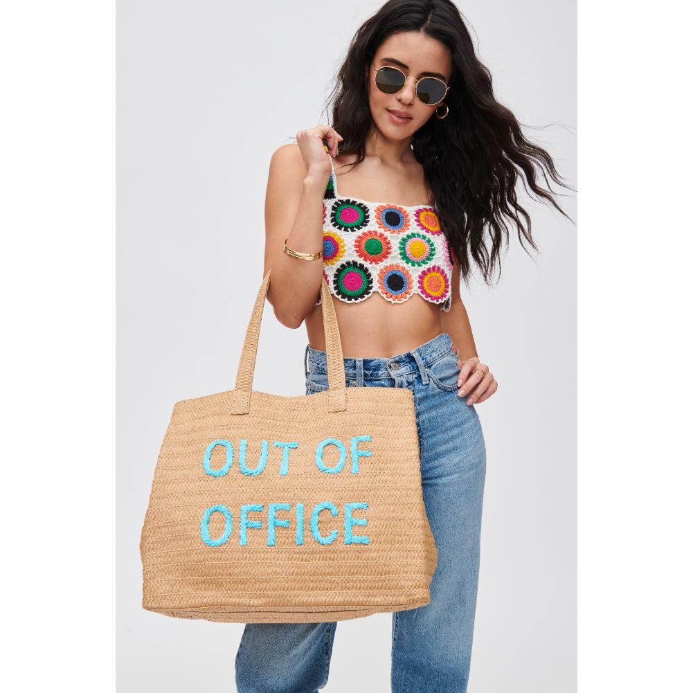 Woman wearing Out of Office Urban Expressions Seaton Tote 840611118714 View 1 | Out of Office