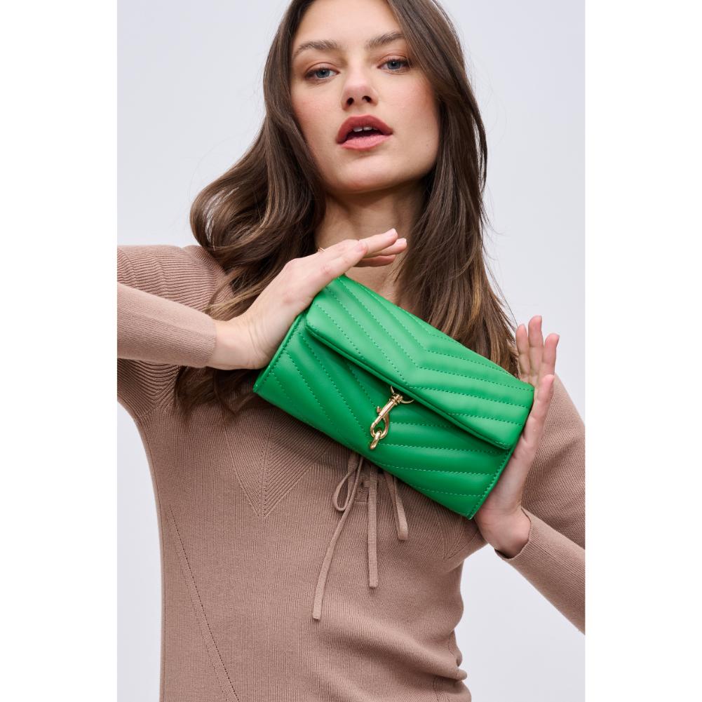 Woman wearing Kelly Green Urban Expressions Nanci Crossbody 840611123039 View 4 | Kelly Green