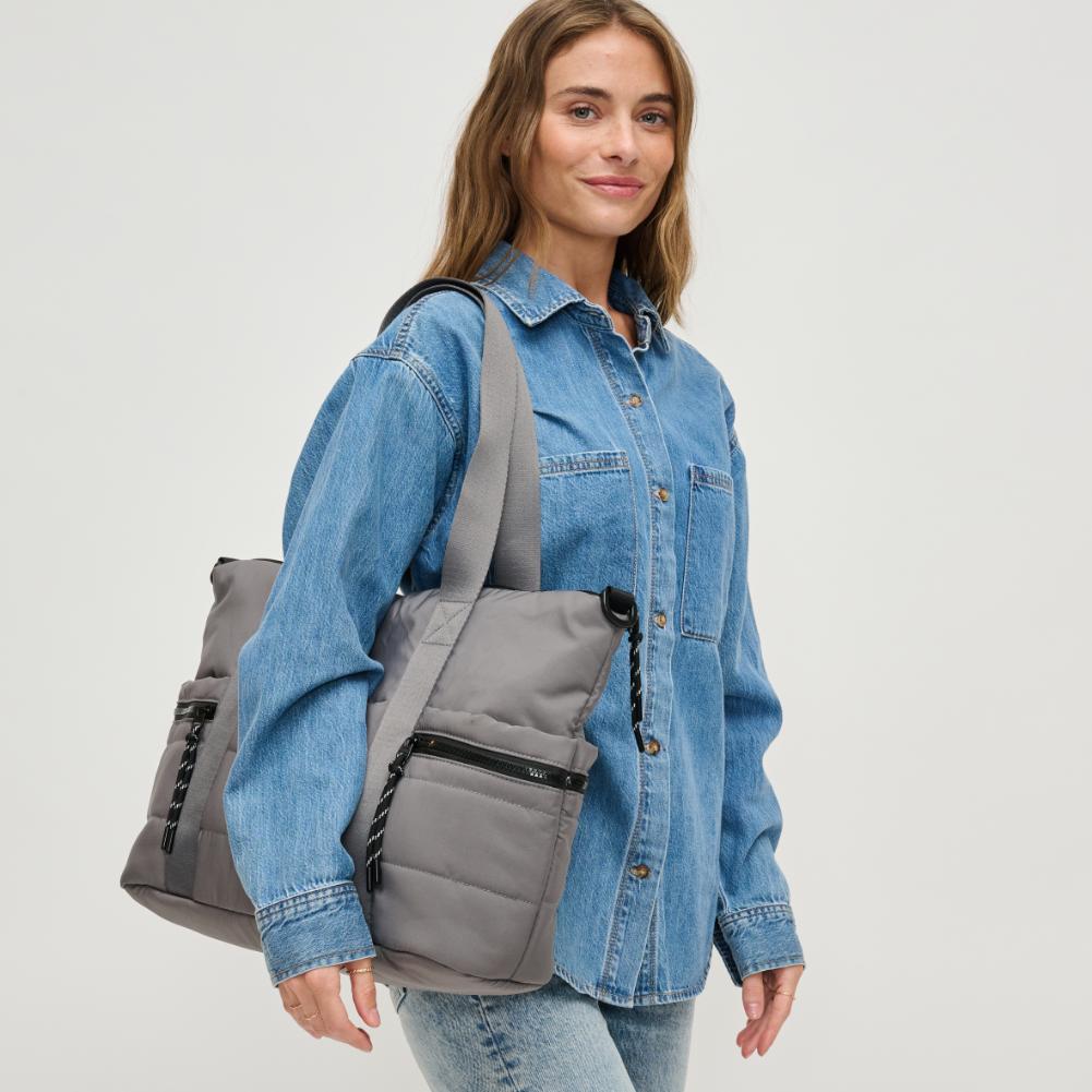 Woman wearing Grey Urban Expressions Jessi Tote 840611141163 View 2 | Grey