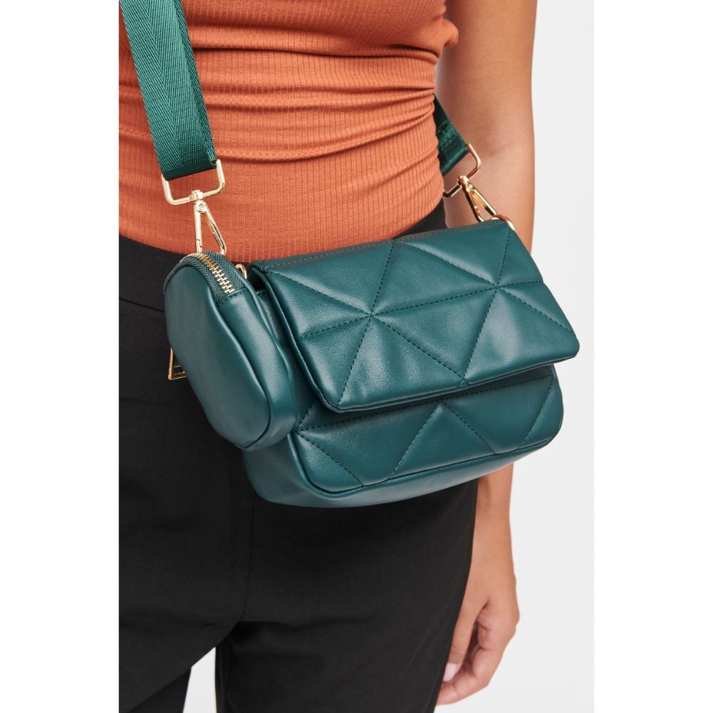 Woman wearing Hunter Green Urban Expressions Tasha Crossbody 840611185655 View 2 | Hunter Green