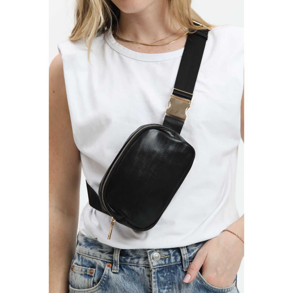 Woman wearing Black Urban Expressions Santi Belt Bag 840611190413 View 1 | Black