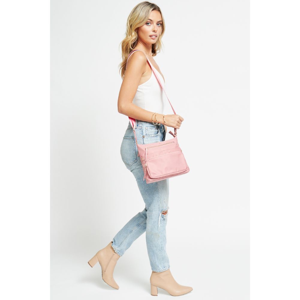 Woman wearing Pastel Pink Urban Expressions Julia Crossbody 840611178398 View 3 | Pastel Pink