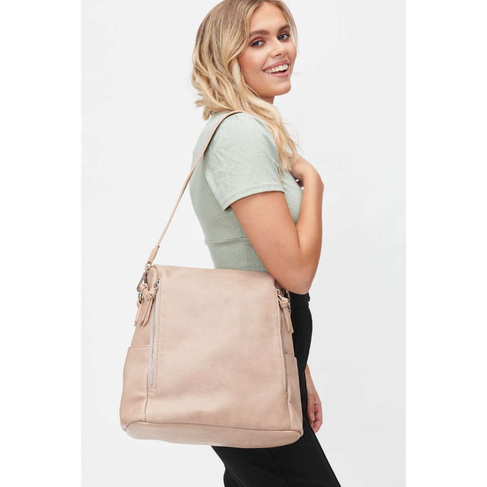 Woman wearing Natural Urban Expressions Edie Backpack 818209010306 View 4 | Natural