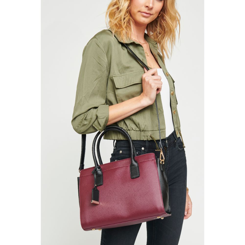 Woman wearing Burgundy Urban Expressions Delancey Tote NA-840611153593 View 3 | Burgundy