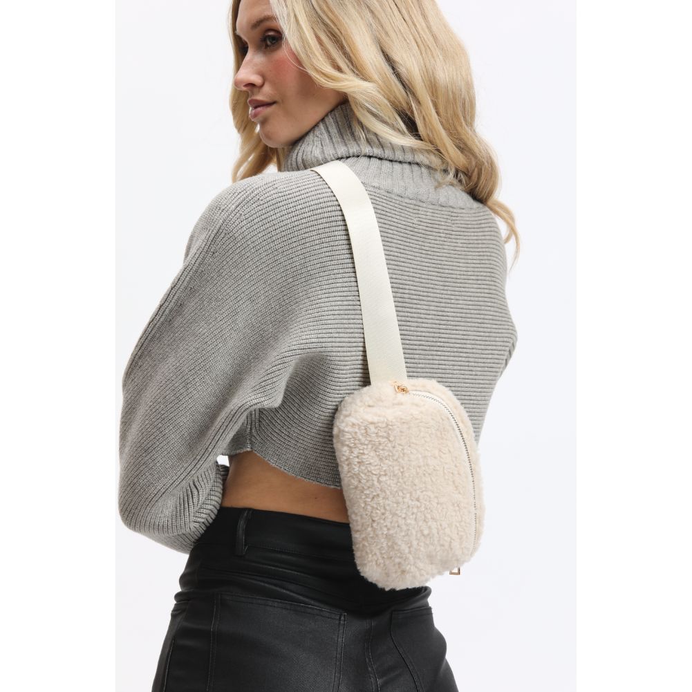 Woman wearing Ivory Urban Expressions Santi Belt Bag 840611190444 View 3 | Ivory