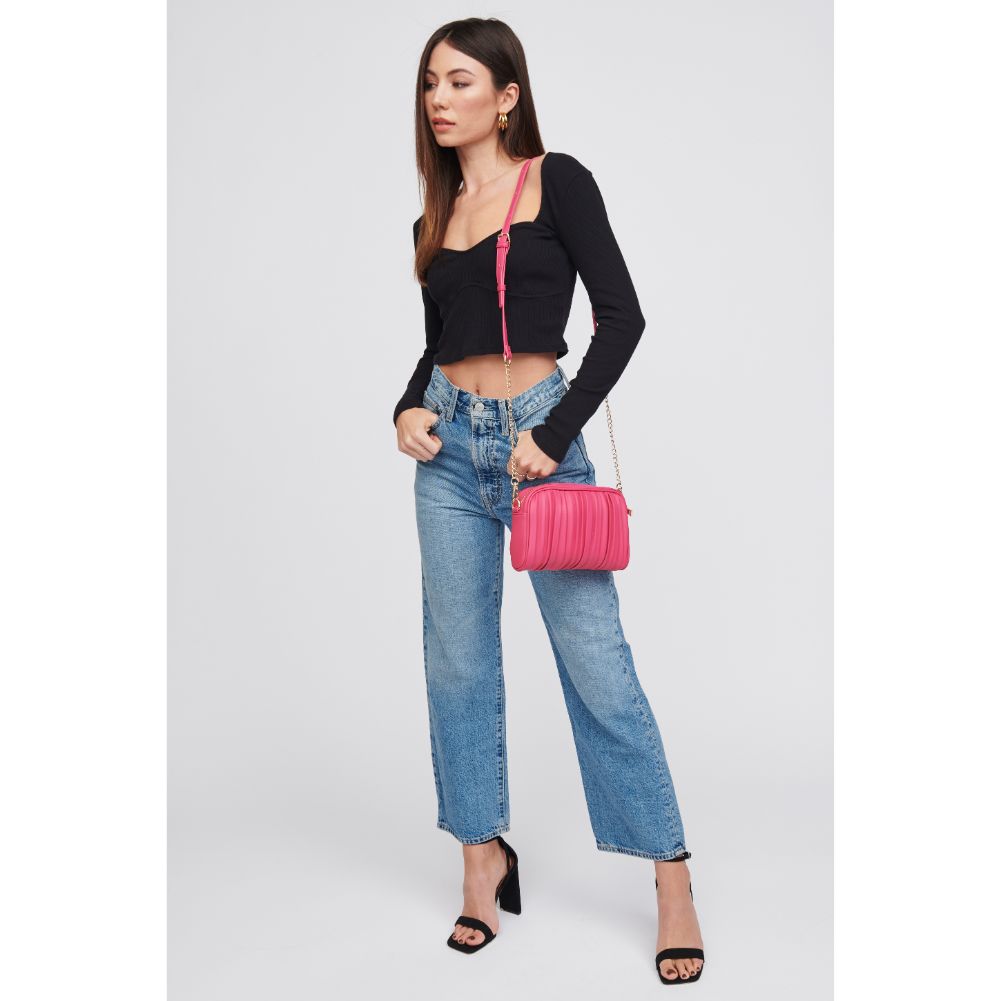 Woman wearing Bubblegum Urban Expressions Nadiya Crossbody 818209019675 View 3 | Bubblegum