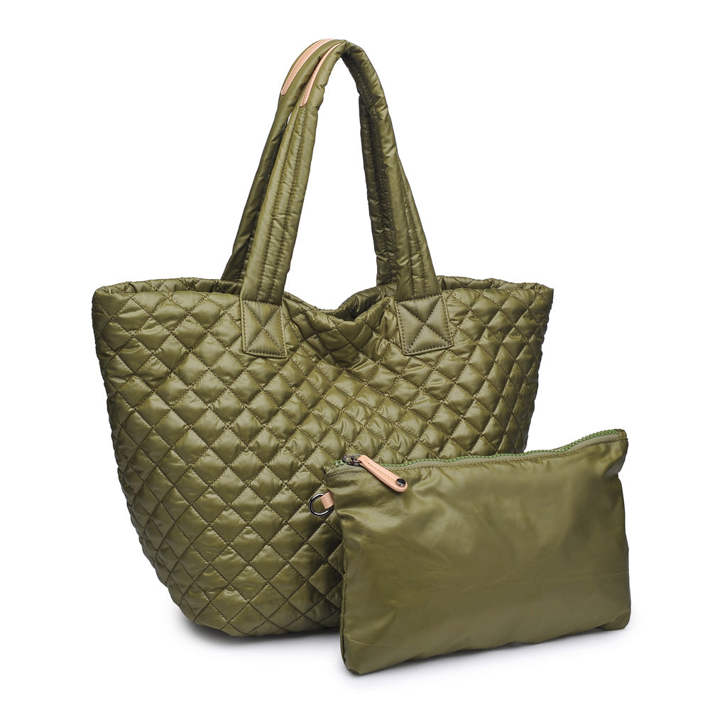 Woman wearing Olive Urban Expressions Breakaway Tote 840611148940 View 2 | Olive