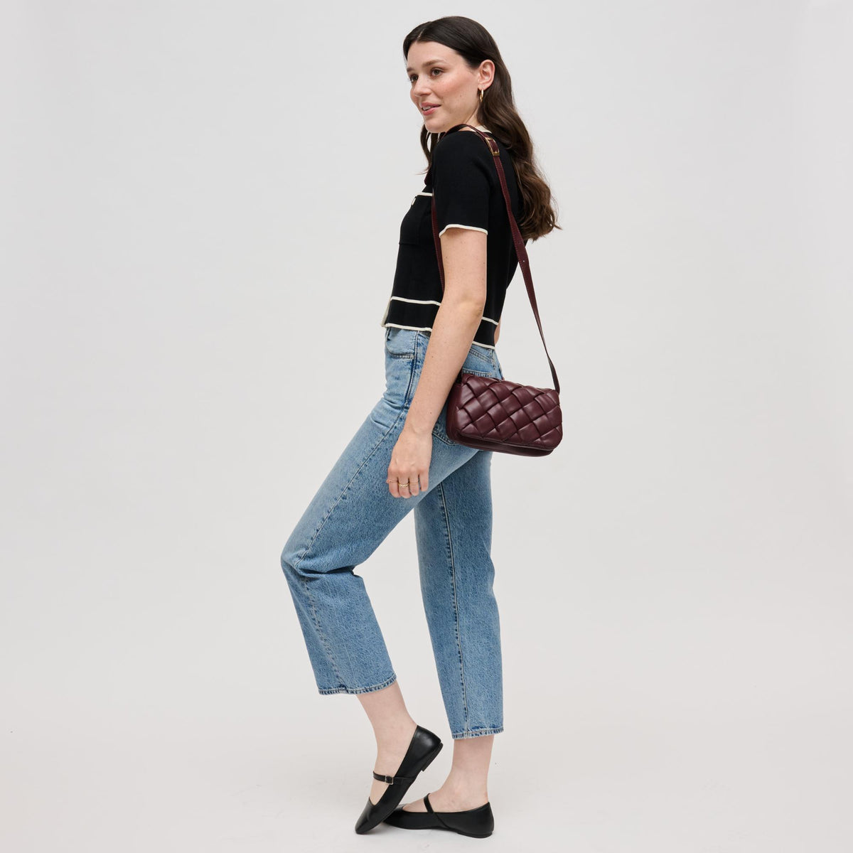 Woman wearing Wine Urban Expressions Daphne Crossbody 840611134929 View 2 | Wine