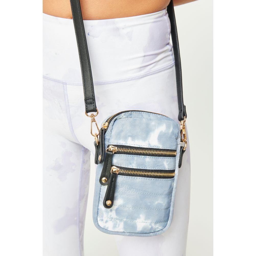 Woman wearing Slate Cloud Urban Expressions Evelyn Cell Phone Crossbody 840611182005 View 1 | Slate Cloud