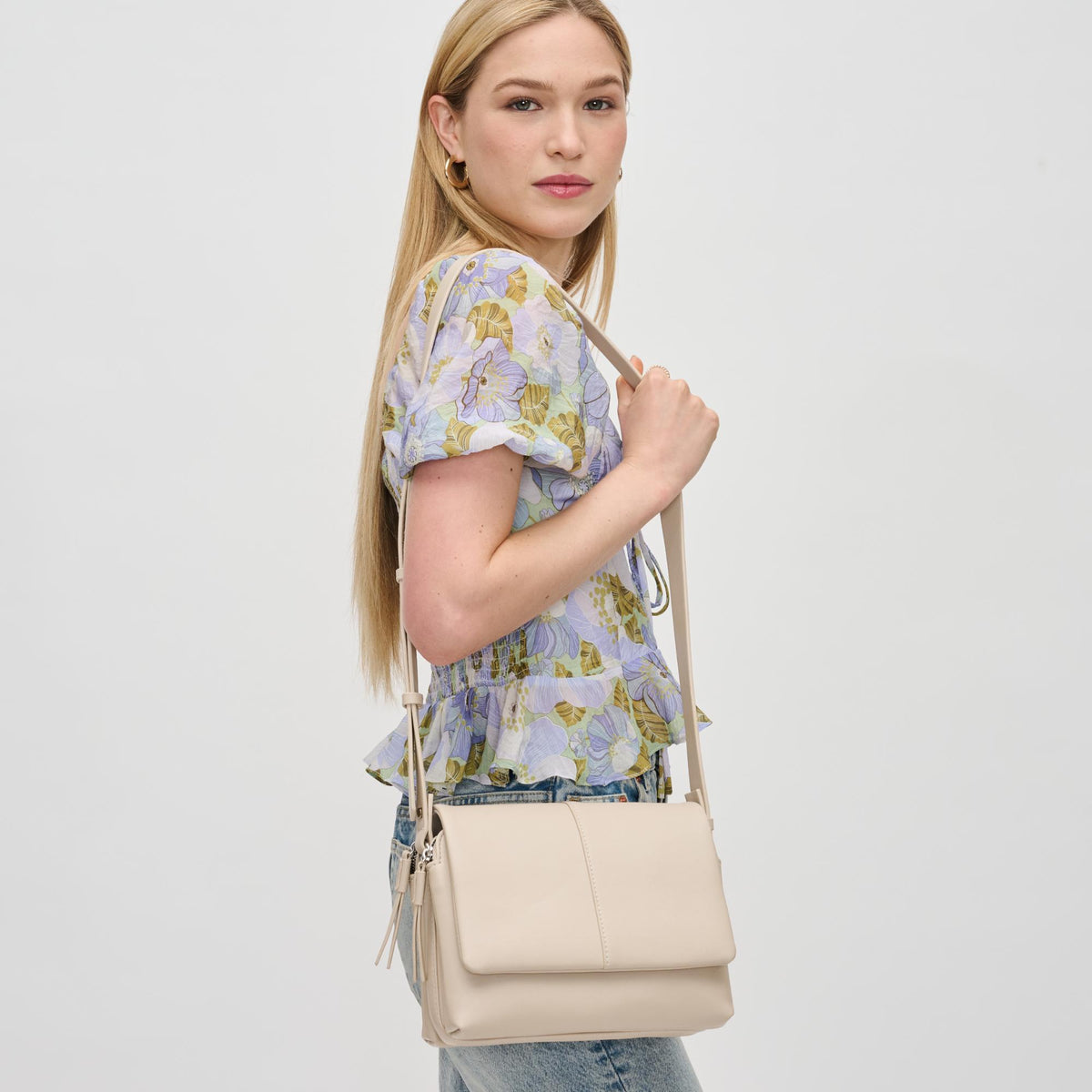 Woman wearing Ivory Urban Expressions Avonlea Crossbody 840611130211 View 1 | Ivory