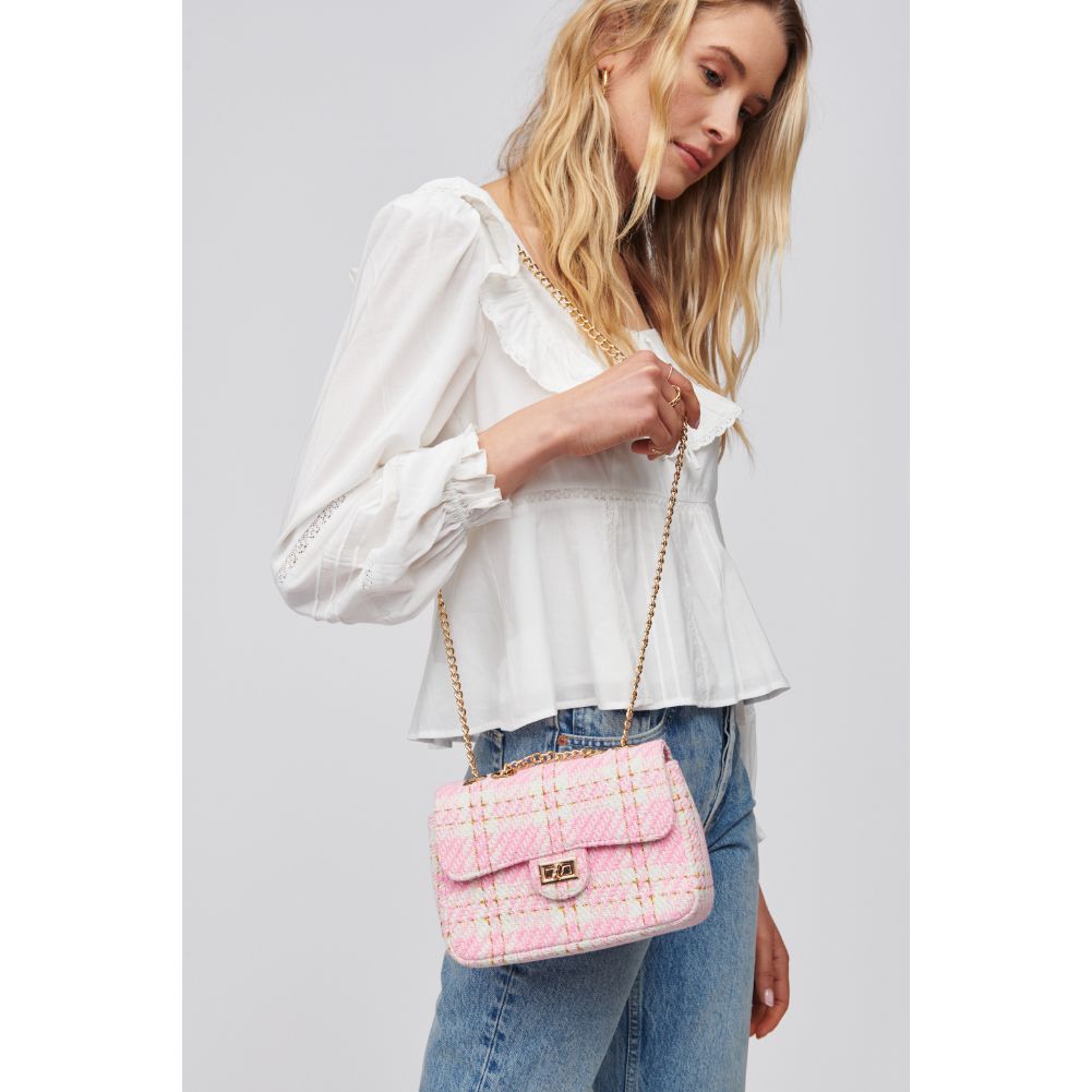 Woman wearing Pink Urban Expressions Camille Shoulder Bag 818209019736 View 2 | Pink