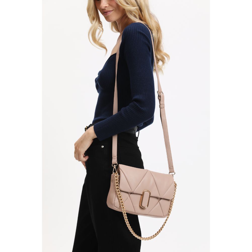 Woman wearing Nude Urban Expressions Anderson Crossbody 840611113825 View 3 | Nude