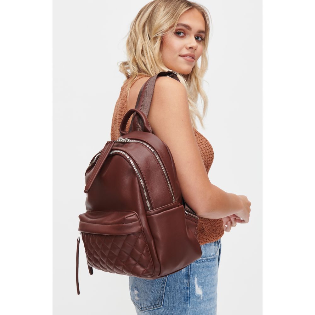 Woman wearing Chocolate Urban Expressions Briana Backpack 818209011921 View 2 | Chocolate