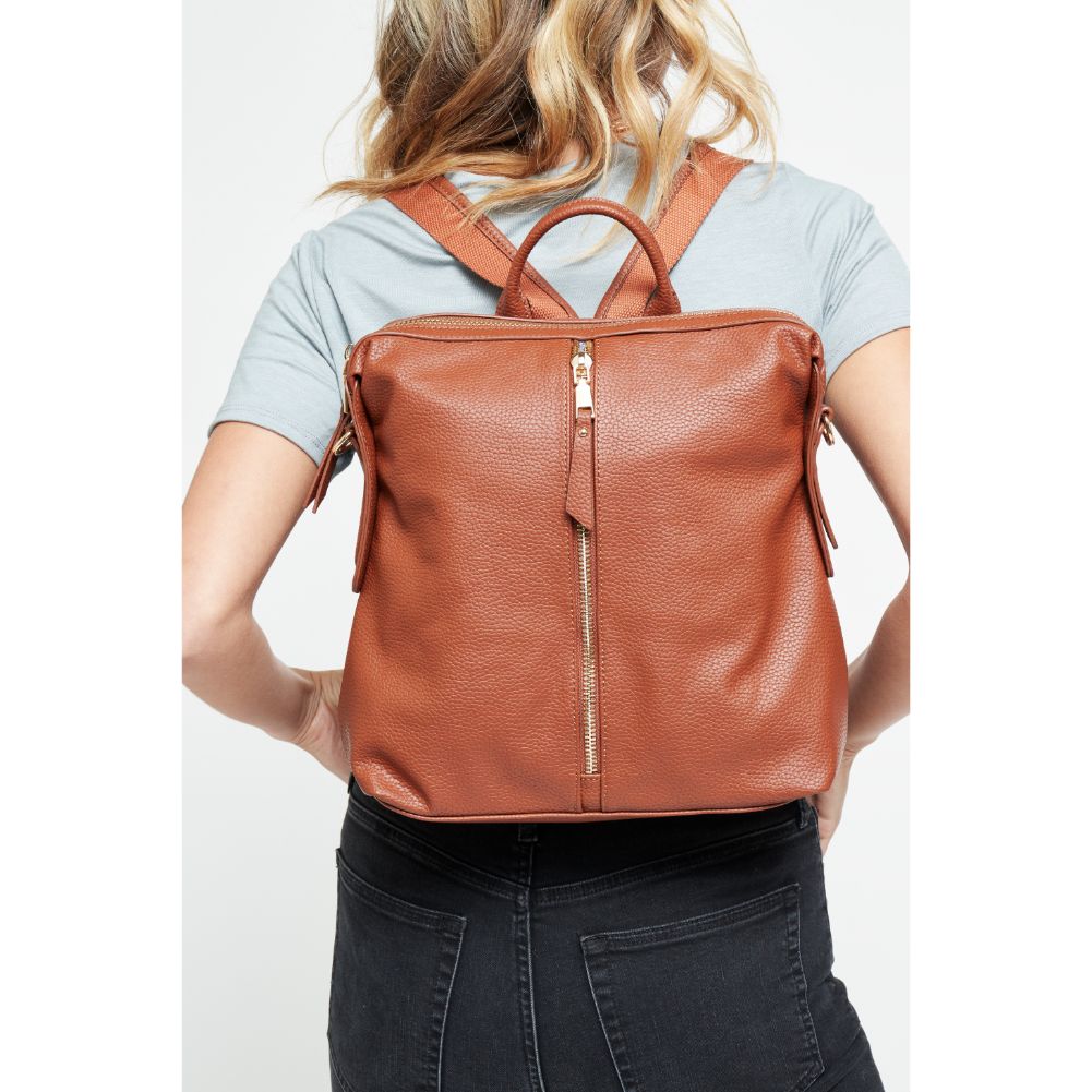 Woman wearing Cognac Urban Expressions Kenzie Backpack 840611133601 View 1 | Cognac