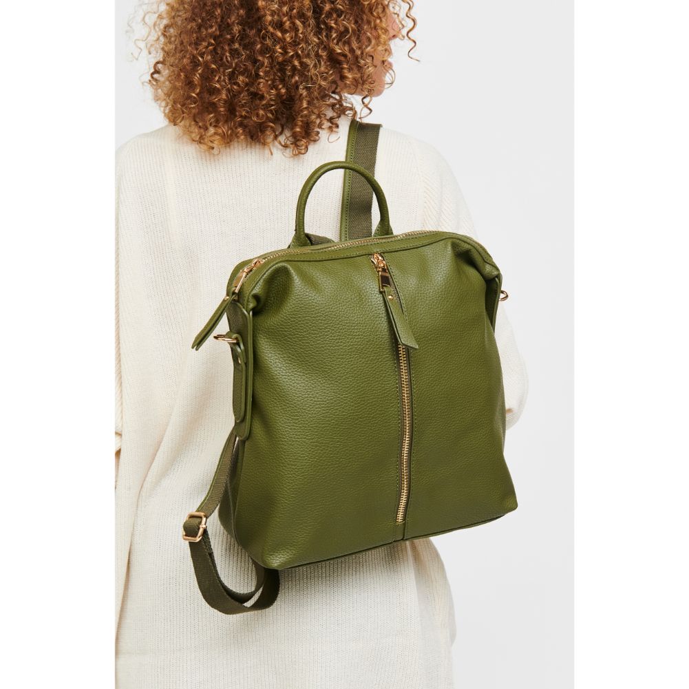 Woman wearing Olive Urban Expressions Kenzie Backpack 840611133588 View 2 | Olive