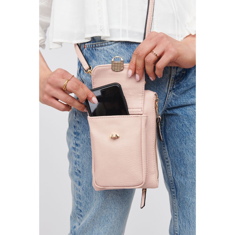 Woman wearing Nude Urban Expressions Ulla Cell Phone Crossbody 818209013673 View 4 | Nude