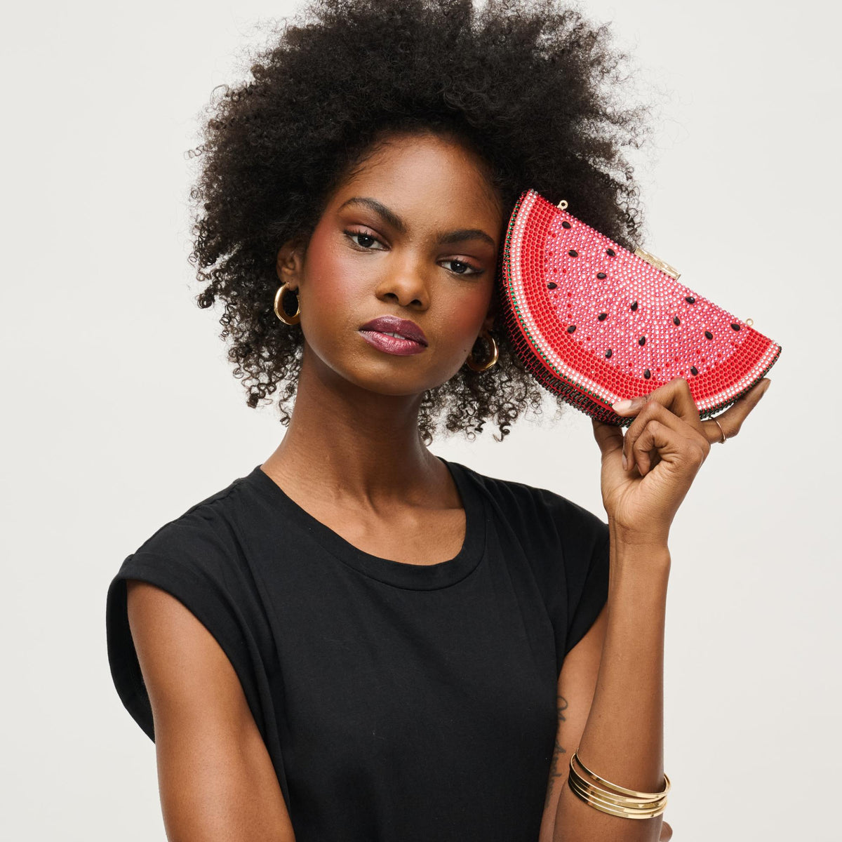 Woman wearing Watermelon Urban Expressions Tabitha Evening Bag 840611156624 View 1 | Watermelon