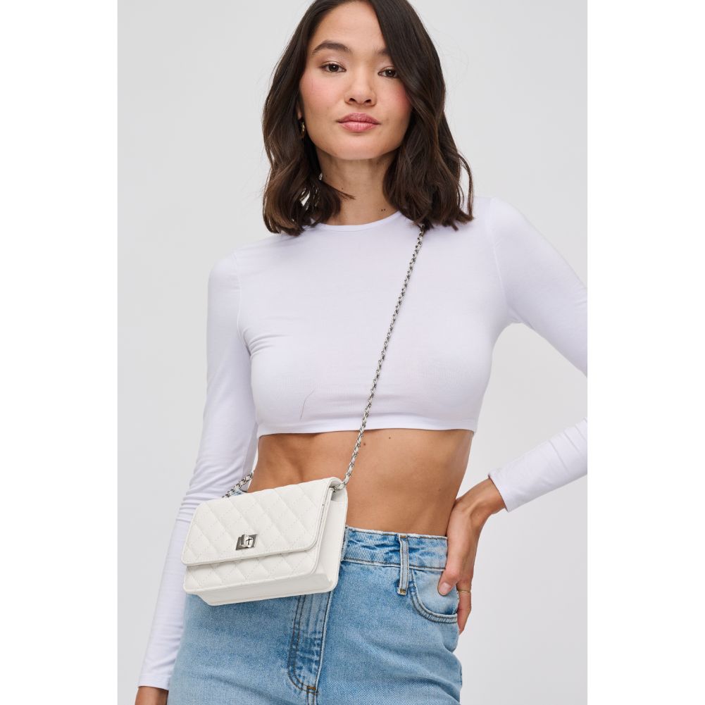 Woman wearing White Urban Expressions Ashford Crossbody 840611118042 View 1 | White