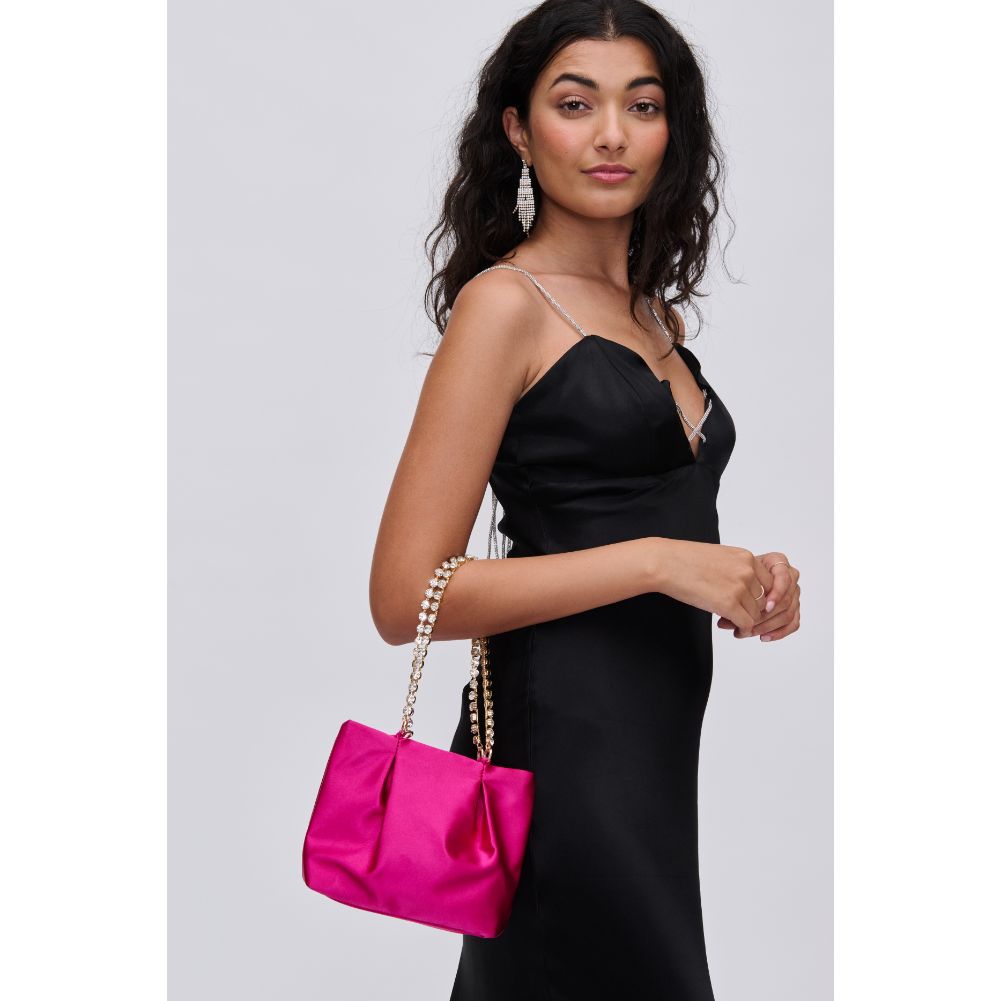 Woman wearing Fuchsia Urban Expressions Marceline Evening Bag 840611116123 View 1 | Fuchsia