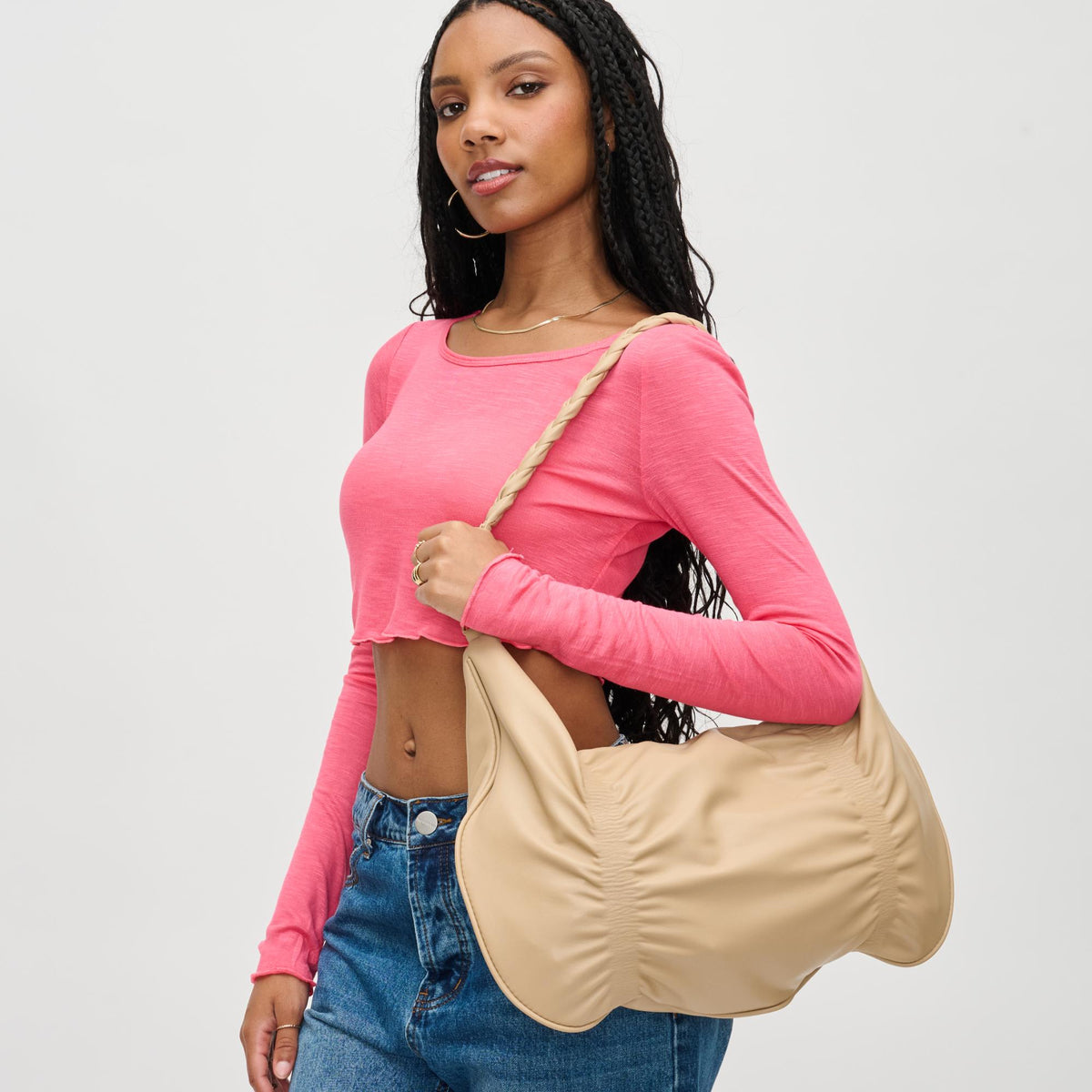 Woman wearing Natural Urban Expressions Amber Hobo 840611130457 View 1 | Natural