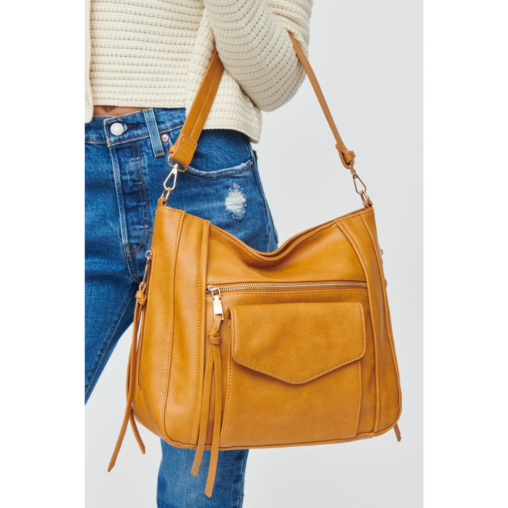 Woman wearing Mustard Urban Expressions Brooke Hobo 840611107961 View 1 | Mustard