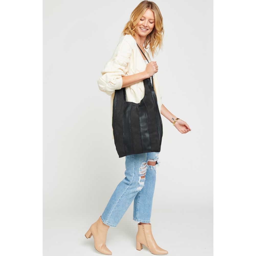 Woman wearing Black Urban Expressions Rocco Hobo 840611157362 View 1 | Black