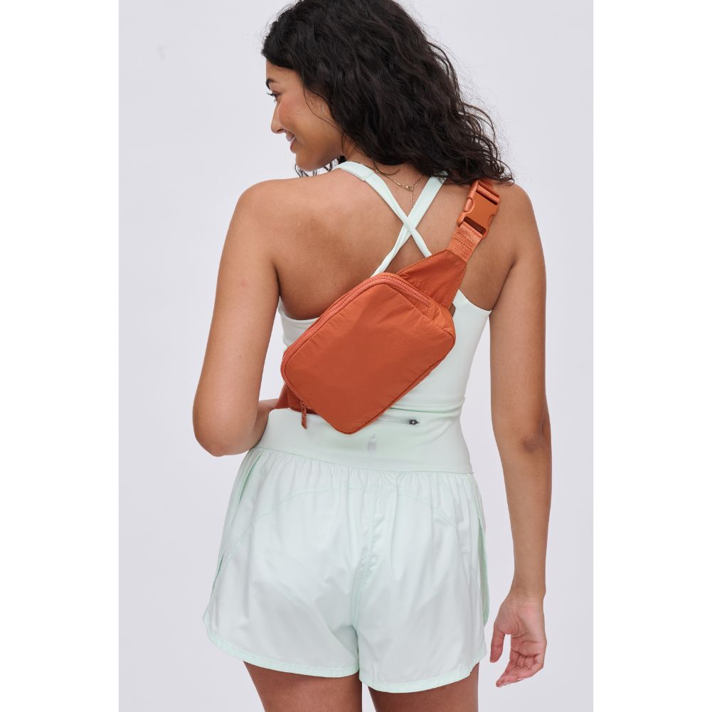 Woman wearing Rust Urban Expressions Jonny - Nylon Belt Bag 840611109910 View 2 | Rust