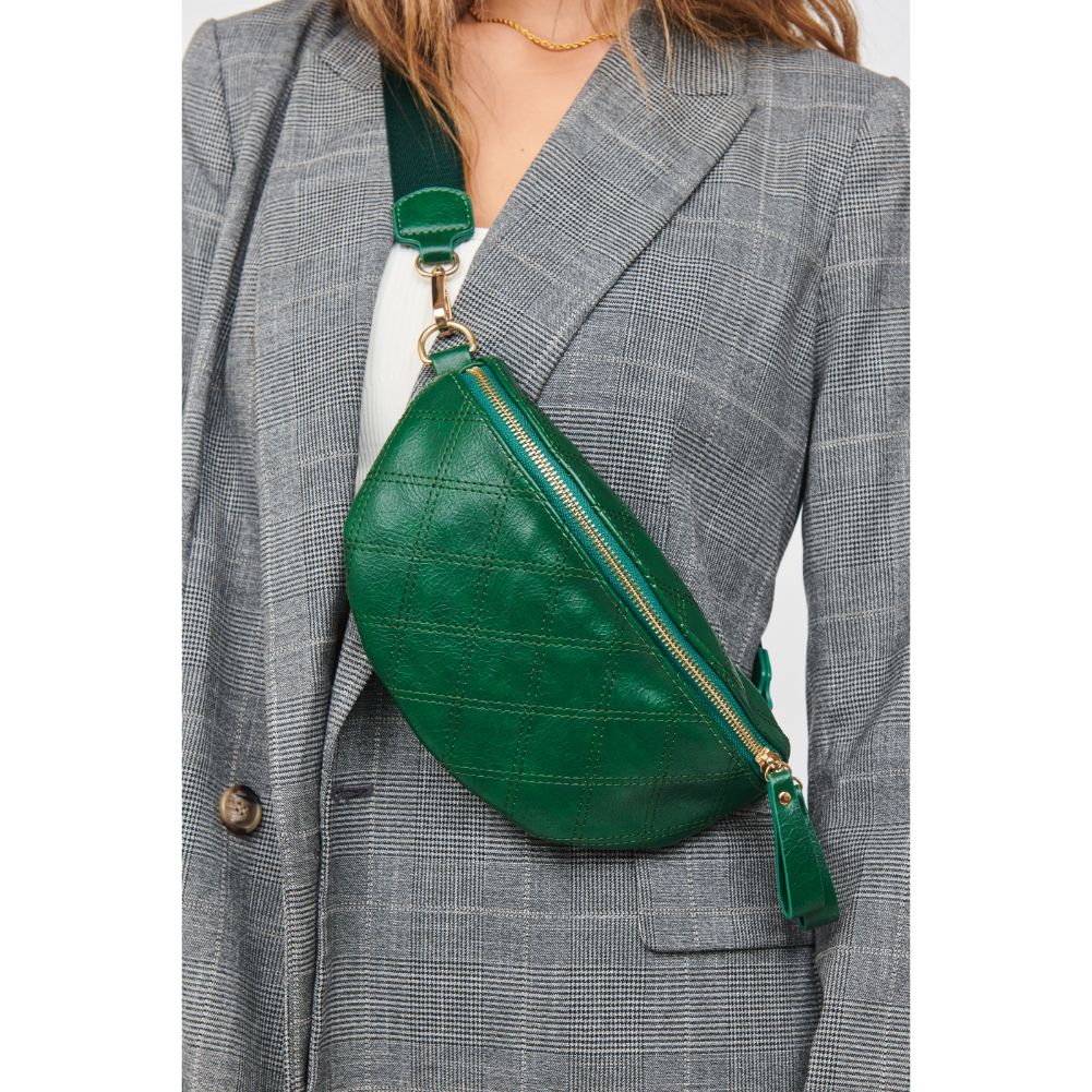 Woman wearing Juniper Urban Expressions Lachlan - Quilted Belt Bag 840611104373 View 1 | Juniper