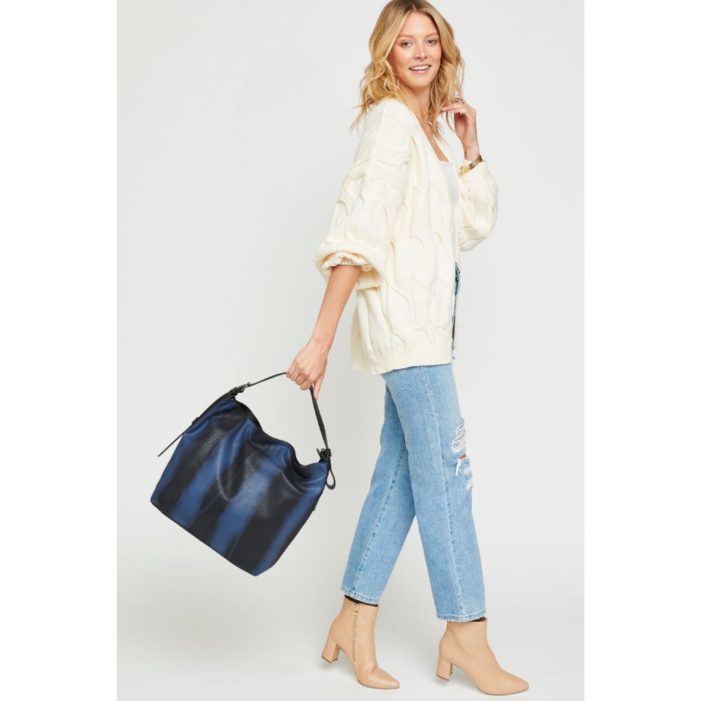 Woman wearing Navy Urban Expressions Keene Hobo 840611122490 View 3 | Navy