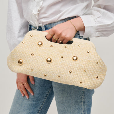 Woman wearing Ivory Urban Expressions Mallory - Studded Clutch 840611144447 View 1 | Ivory