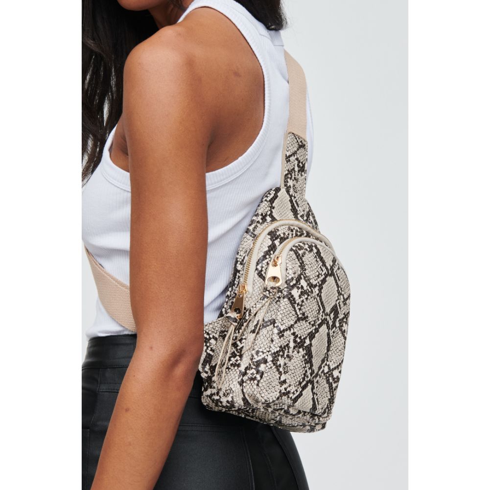 Woman wearing Natural Urban Expressions Ace - Snake Sling Backpack 840611104557 View 4 | Natural