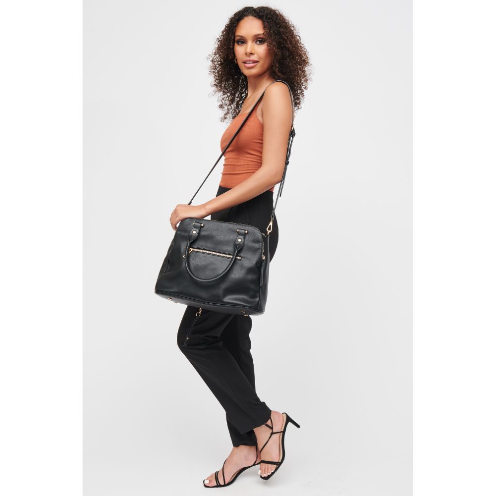 Woman wearing Black Urban Expressions Noreen Satchel 840611185327 View 3 | Black