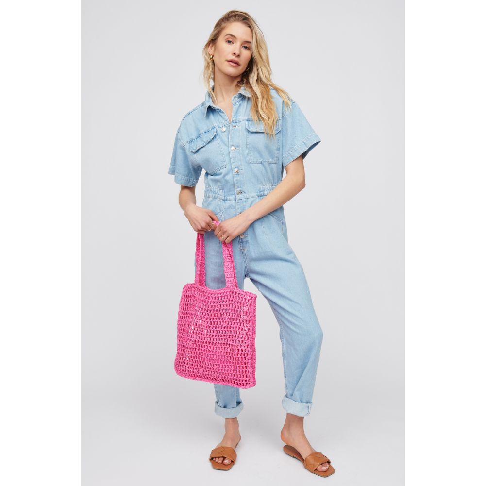 Woman wearing Bubblegum Urban Expressions Bouvet Tote 818209017022 View 3 | Bubblegum