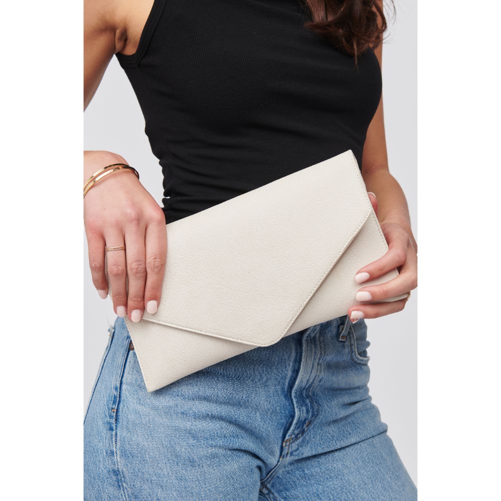 Woman wearing Ivory Urban Expressions Izzy Clutch 840611100306 View 2 | Ivory